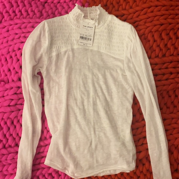 NWT free people white ruffle mock neck - Picture 3 of 4